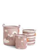 Storage Basket Set 3 Pcs Happy Clouds Powder Home Kids Decor Storage S...