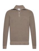 Half Zip Sweater Tops Knitwear Half Zip Jumpers Beige Lindbergh