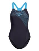 Womens Medley Logo 1 Piece Sport Swimsuits Navy Speedo