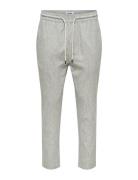 Onslinus Crop 0136 Stripe Linen Pant Bottoms Trousers Casual Beige ONL...