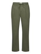 Akjan Cotton Pleat Ela Pants Bottoms Trousers Casual Green Anerkjendt