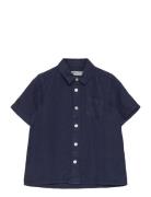 Reg. Linen Ss Shirt Tops Shirts Short-sleeved Shirts Navy GANT