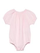 Romper Ss Muslin Bodies Short-sleeved Pink Huttelihut