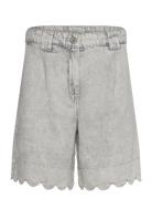 Scallop Edge Denim Shorts Bottoms Shorts Denim Shorts Grey Stella Nova