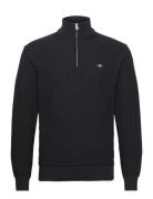 Cotton Texture Halfzip Tops Knitwear Half Zip Jumpers Black GANT