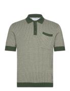 Casa Martini Polo Tops Knitwear Short Sleeve Knitted Polos Green Perci...