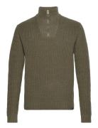 Half Zip Knit Tops Knitwear Half Zip Jumpers Khaki Green Lee Jeans