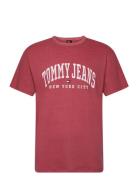 Tjm Reg Arc Varsity Washed Tee Tops T-shirts Short-sleeved Red Tommy J...