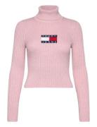 Tjw Melange Trtlnck Flag Sweater Tops Knitwear Turtleneck Pink Tommy J...