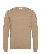 100% Recycle Knit Round Neck Tops Knitwear Round Necks Beige Lindbergh