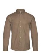 Yarn Dyed Oxford Superflex Shirt L/ Tops Shirts Casual Brown Lindbergh