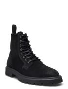 Tatum Suede Lace-Up Boot Støvletter Med Snøring Black Les Deux