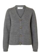 Slfana Ls Knit Cardigan Noos Tops Knitwear Cardigans Grey Selected Fem...