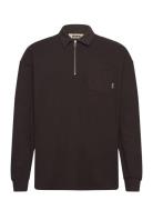 Wbdom Terry Polo Tops Polos Long-sleeved Brown Woodbird