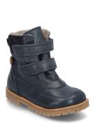 Rub Sole™ Velcro Boot Tex Vinterstøvletter Med Borrelås Navy Pom Pom