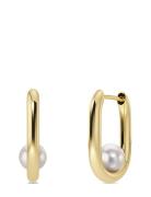 Modernist Pearl Hoops S Accessories Jewellery Earrings Hoops Gold Edbl...