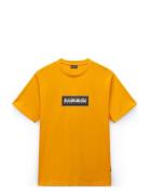 S-Box Logo Ss Tops T-shirts Short-sleeved Yellow Napapijri