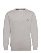 Uspa Knit Adair Men Tops Knitwear Round Necks Grey U.S. Polo Assn.