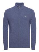 Extrafine Lambswool Zip Cardigan Tops Knitwear Half Zip Jumpers Blue G...