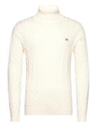 Cotton Cable Turtle Neck Tops Knitwear Turtlenecks Cream GANT