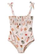 Larisa Printed Swimsuit Badedrakt Badetøy Pink Liewood