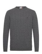 P-B Lambwool Cable Tops Knitwear Round Necks Grey Timberland