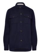 Akoscar Boiled Wool Overshirt Tops Overshirts Navy Anerkjendt