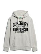 Embroider Script Graphic Hood Tops Sweat-shirts & Hoodies Hoodies Grey...