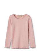 Rib T-Shirt L/S Reese Tops T-shirts Long-sleeved T-shirts Pink Wheat