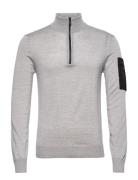 Lucca 1/2 Zip M Tops Knitwear Half Zip Jumpers Grey SNOOT