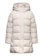 Hood Quilted Coat Fôret Jakke Cream Mango