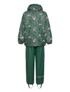 Rainwear Set - Aop, W. Fleece Outerwear Rainwear Rainwear Sets Green C...