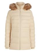 Tyra Down Jacket With Fur Fôret Jakke Cream Tommy Hilfiger