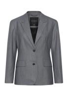 Fiorella Pin Stripe Blazer Blazers Single Breasted Blazers Grey French...