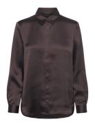 Irina Satin Shirt Tops Shirts Long-sleeved Brown French Connection