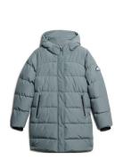 Hooded Sports Puffer Mid Jkt Fôret Kåpe Blue Superdry