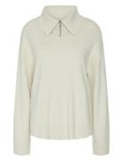 Yasfonny Ls Zip Knit Pullover S. - D2D Tops Knitwear Jumpers Cream YAS