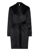 Velours Short Bathrobe Morgenkåpe Black Hunkemöller