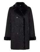 Double-Breasted Faux-Suede Coat Skinnjakke Skinnjakke Black Lauren Ral...