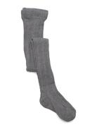 Cable Knitted Stockings Grey Melange Tights Grey Geggamoja