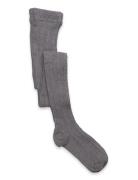 Cable Knitted Stockings Grey Melange Tights Grey Geggamoja