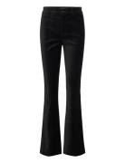 High-Rise Stretch Velvet Boot Trouser Bottoms Trousers Flared Black La...