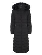 Faux-Fur-Trim Quilted Hooded Coat Fôret Kåpe Black Lauren Ralph Lauren