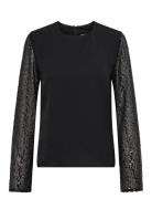 Onlthalia Life Ls Sequins Mix Top Wvn Tops Blouses Long-sleeved Black ...