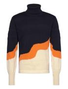 Wool Klemens 3 Colour Knit Tops Knitwear Turtlenecks Navy Mads Nørgaar...