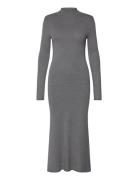 Perkins-Neck Knitted Dress Knelang Kjole Grey Mango