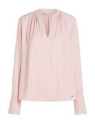 Soft Viscose V-Neck Ls Blouse Tops Blouses Long-sleeved Pink Tommy Hil...