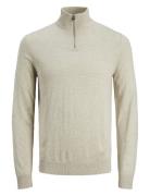 Jjeemil Knit Half Zip Noos Jnr Tops Knitwear Pullovers Beige Jack & J ...