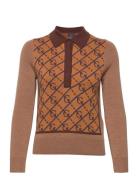 D2. G Pattern Collar Top Tops Knitwear Jumpers Brown GANT