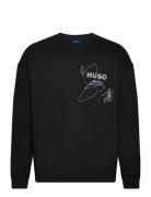 Newcrew Tops T-shirts Long-sleeved Black HUGO BLUE